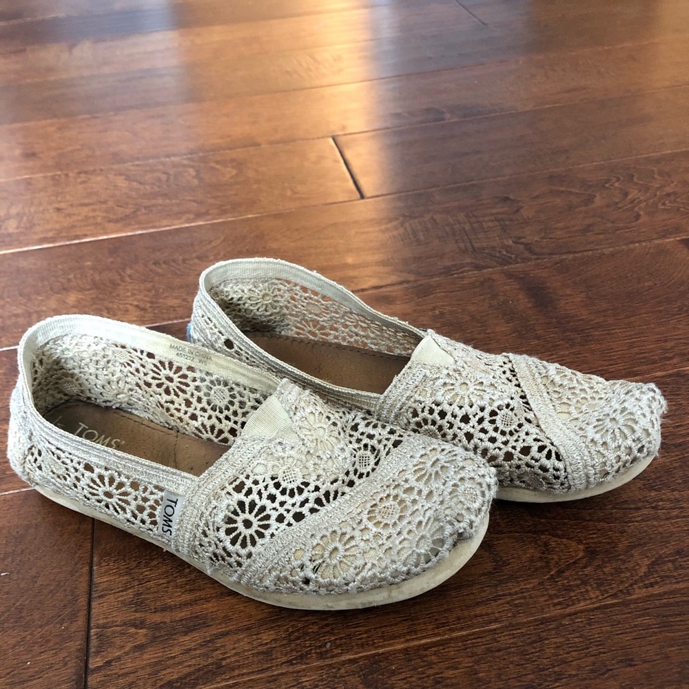 White Crochet style Toms